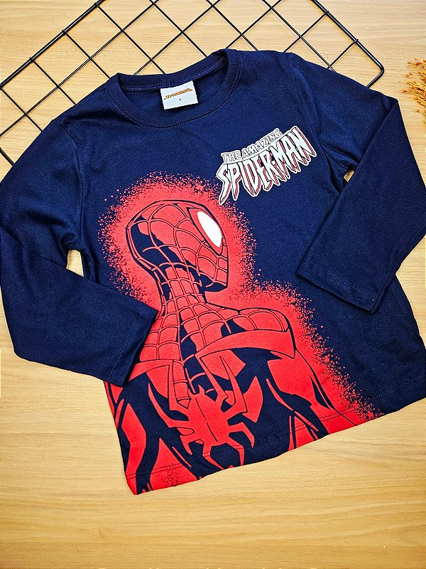 Camisa Manga Longa Homem Aranha Fakini