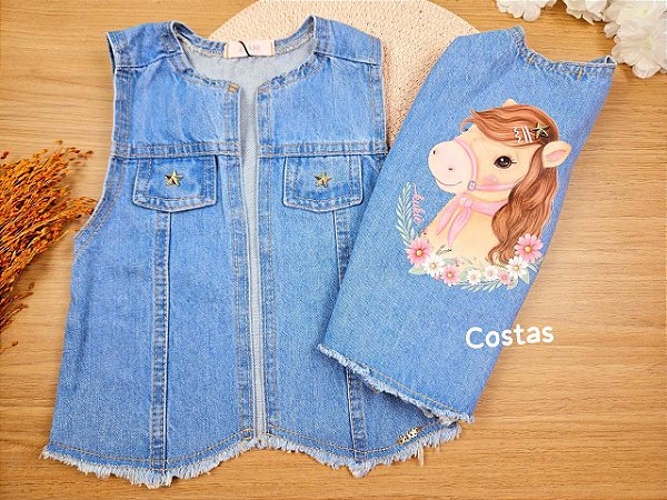 Colete em Jeans Kukiê Infantil Menina