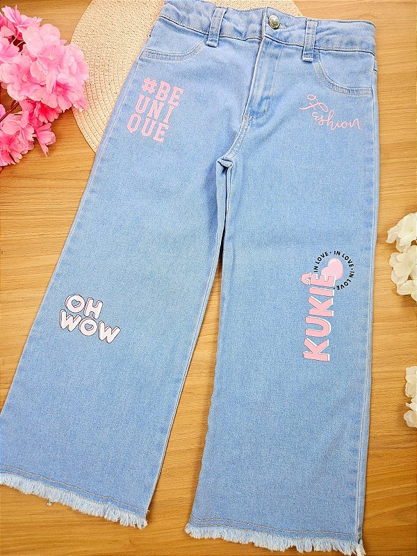 Calça Wide Jeans Kukiê