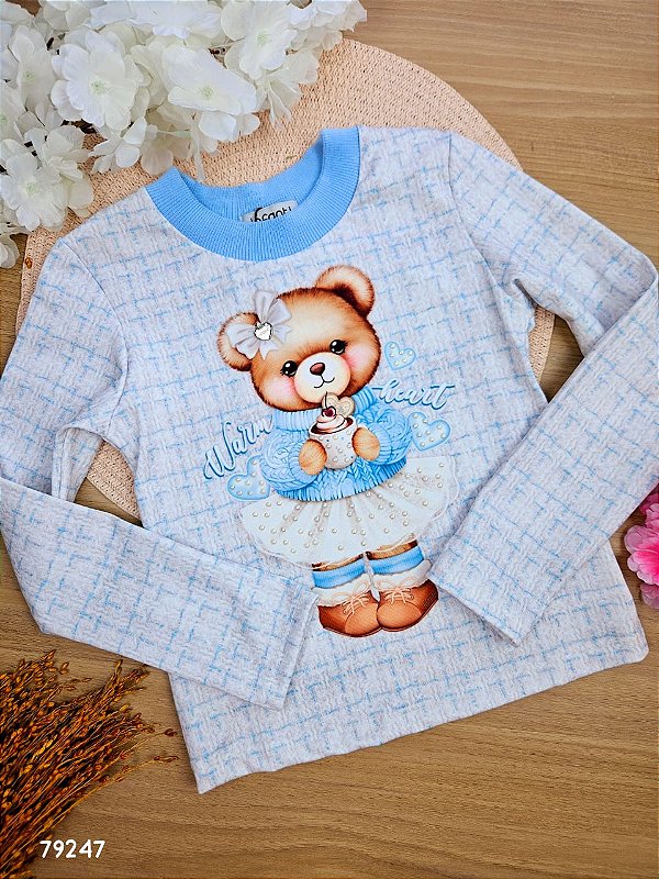 Blusa Térmica Ursinha Azul Infanti
