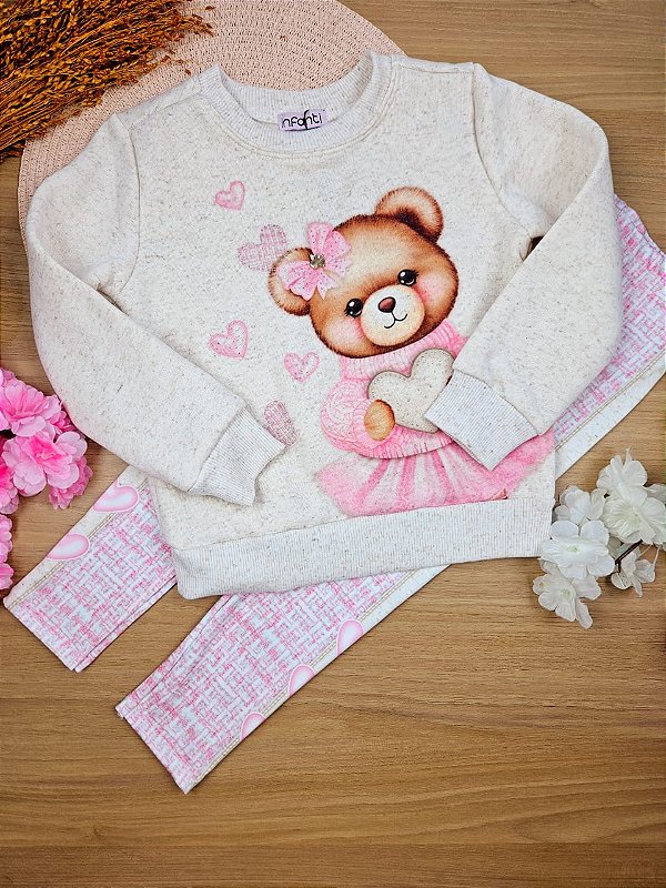 Conjunto Blusão em Moletom com Pelúcia e Legging em Termoskin Térmica Infanti