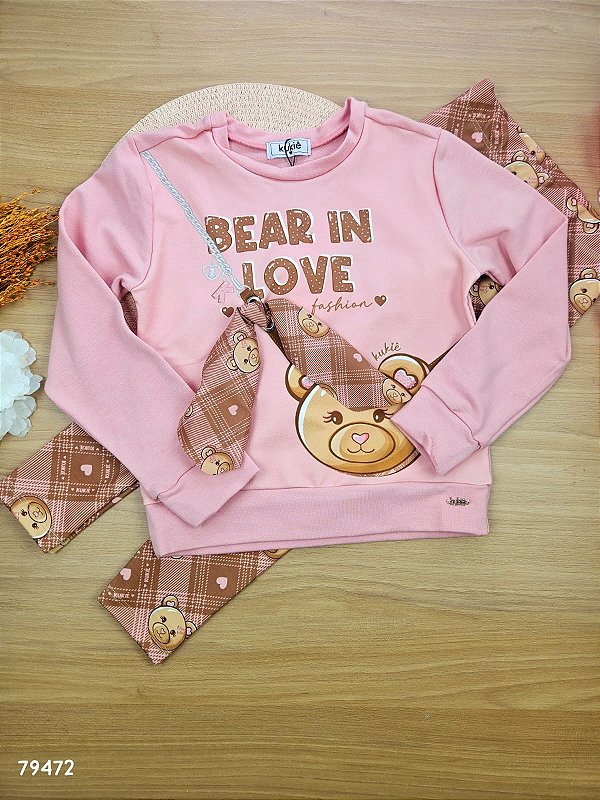 Conjunto de Blusão em Molecotton e Calça Legging em Molecotton Kukiê Infantil Menina