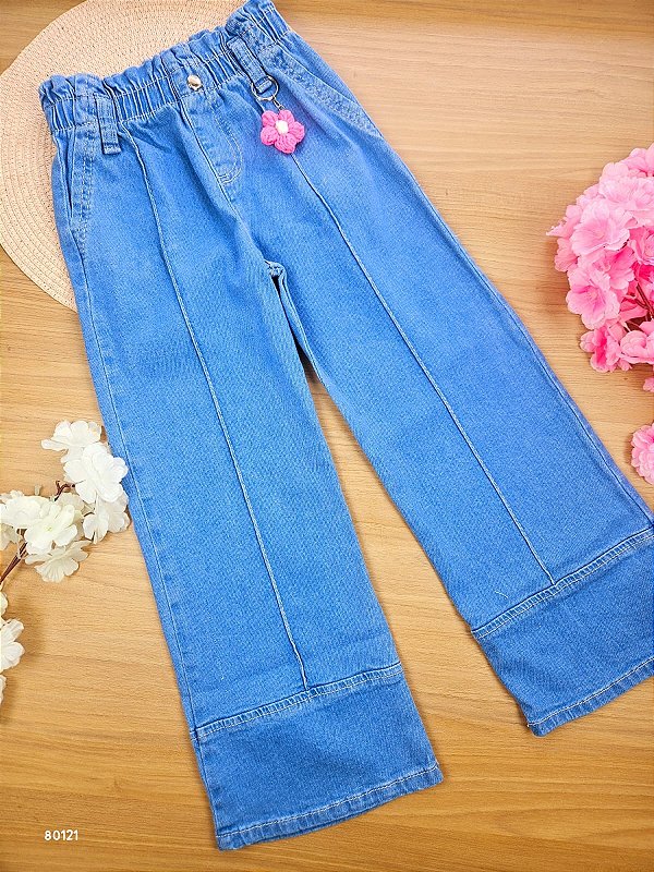 Calça Wide Leg em Jeans com Elastano Infanti