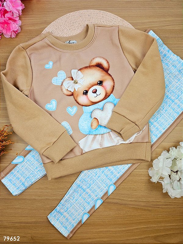 Conjunto Blusão em Moletom com Pelúcia e Legging em Termoskin Térmica Infanti