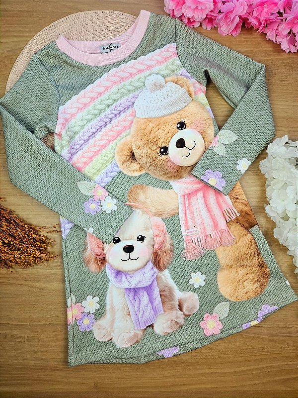 Vestido em Fly Tech Infanti Infantil Menina