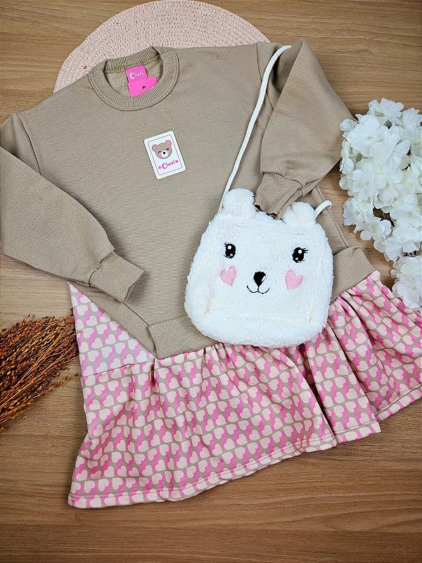 Vestido em Moletom Acompanha Bolsinha Cinti