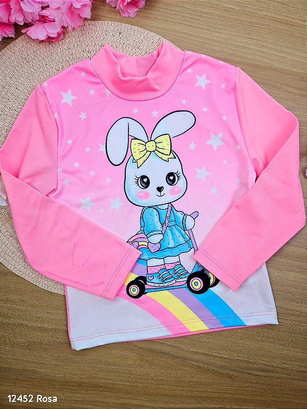Blusa Manga Longa Suplex Peluciada Rosa Cinti