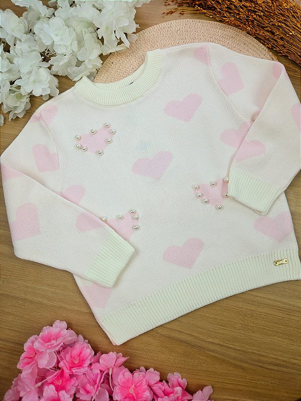 Blusão em Tricot Corações Infanti
