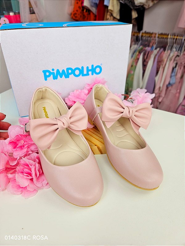 Sapatilha Rosa com Laço Removível Pimpolho