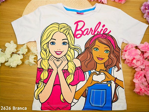 Blusa Barbie 100% Algodão Branca Fakini