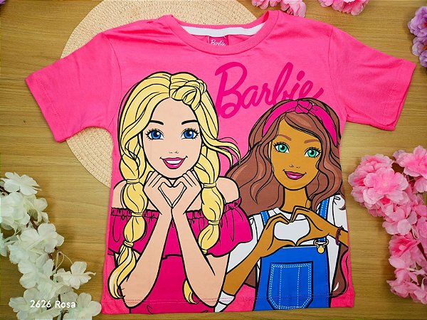 Blusa Barbie 100% Algodão Rosa Fakini