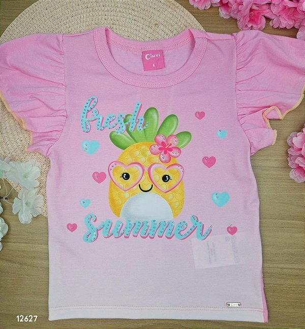 Blusa Frutinha Rosa Abacaxi Cinti