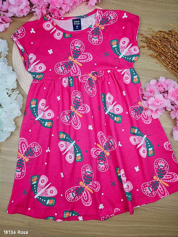 Vestido Borboletas Rosa Bee Loop