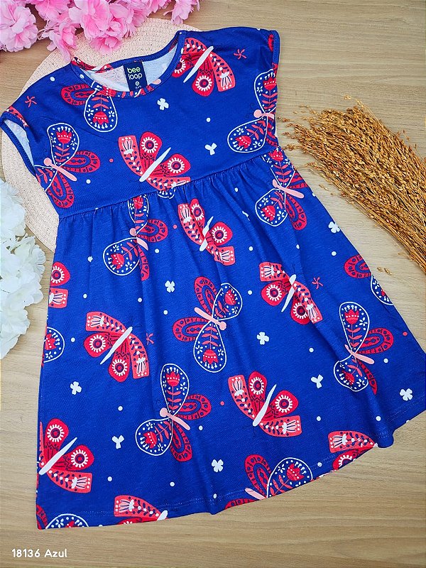 Vestido Borboletas Azul Bee Loop