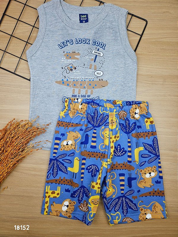 Conjunto Regata e Bermuda Cinza Bee Loop