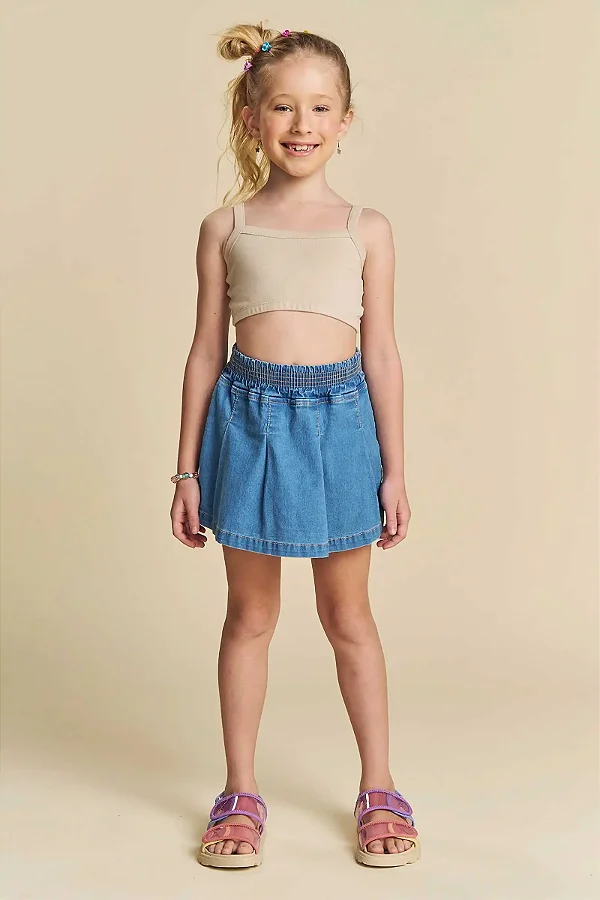 Top em Cotton Kukiê Infantil Menina Bege