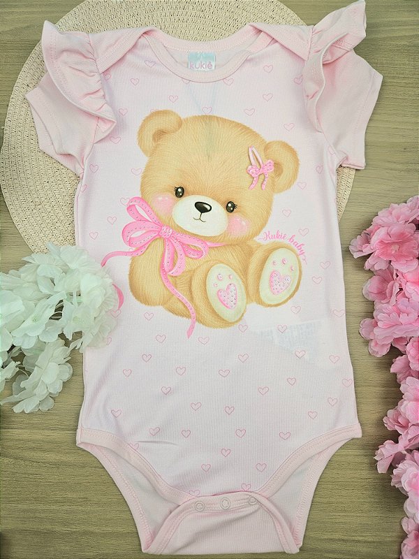 Body em Cotton Bebê Rosa Kukiê
