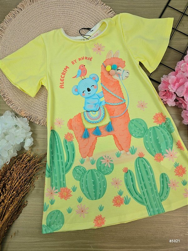 Vestido em Meia Malha Amarelo Kukiê