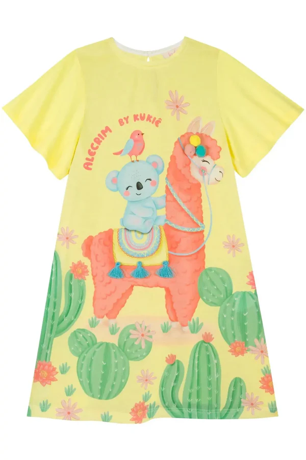 Vestido em Meia Malha Amarelo Kukiê