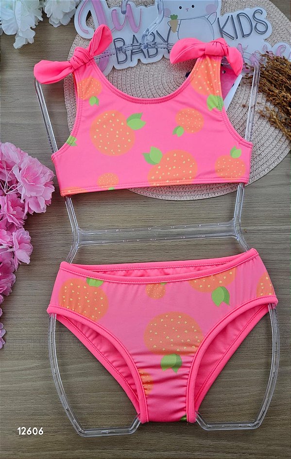 Top e Calcinha Rosa Neon Cinti