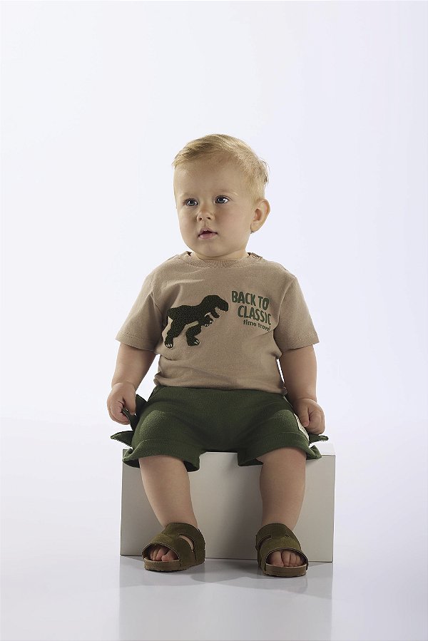 CONJUNTO CAMISETA MALHA E BERMUDA MOLETOM SEM FELPA AZUL CAPTAINS UP BABY
