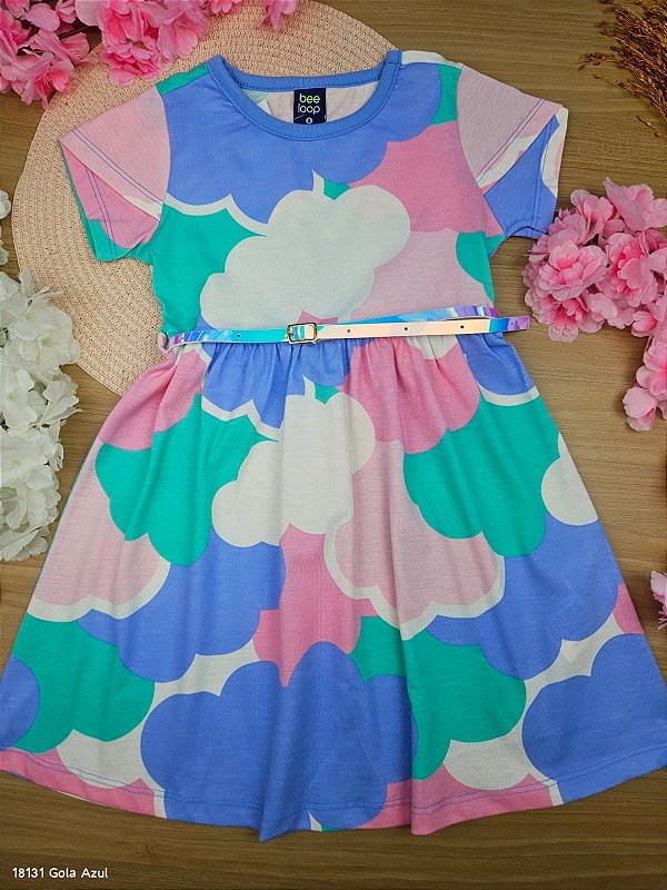 Vestido com Cinto Nuvens Bee Loop