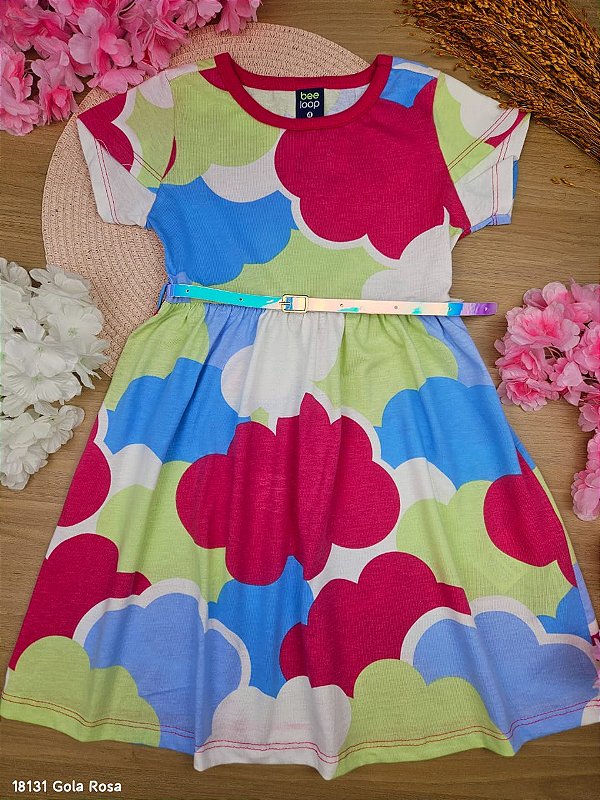 Vestido com Cinto Nuvens Bee Loop
