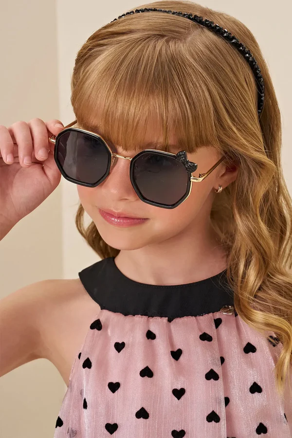Óculos de Sol com Proteção UV Acompanha Caixinha e Estojo Porta Óculos Infanti Infantil Menina