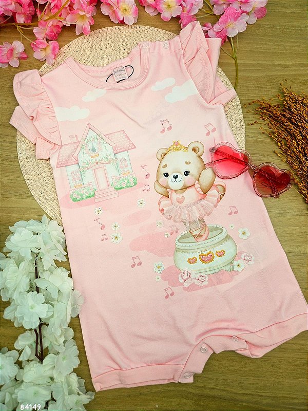 Macaquinho em Cotton Infanti Bebê Menina