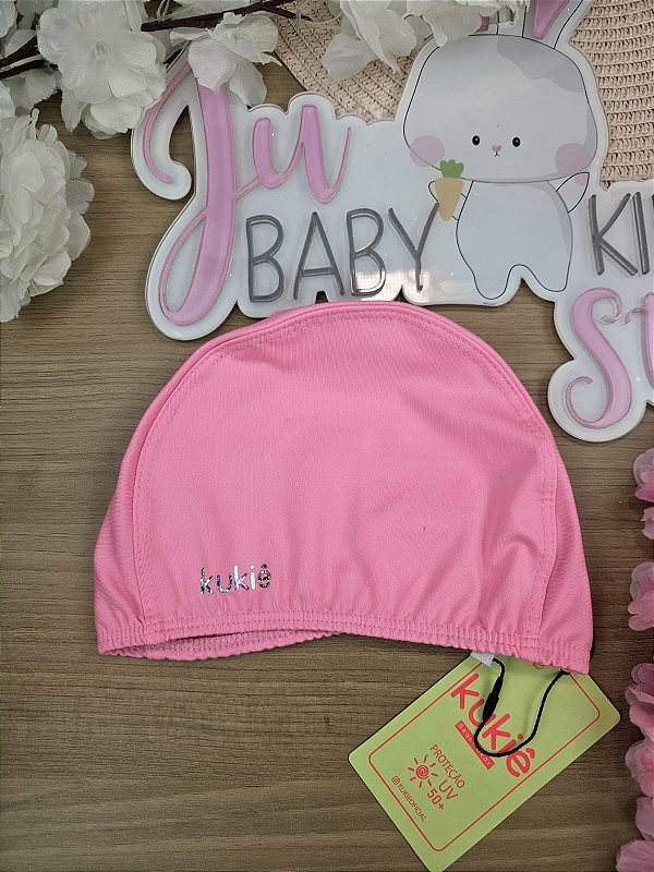 Touca de Natação em Malha com Proteção UV 50+ Rosa Kukiê