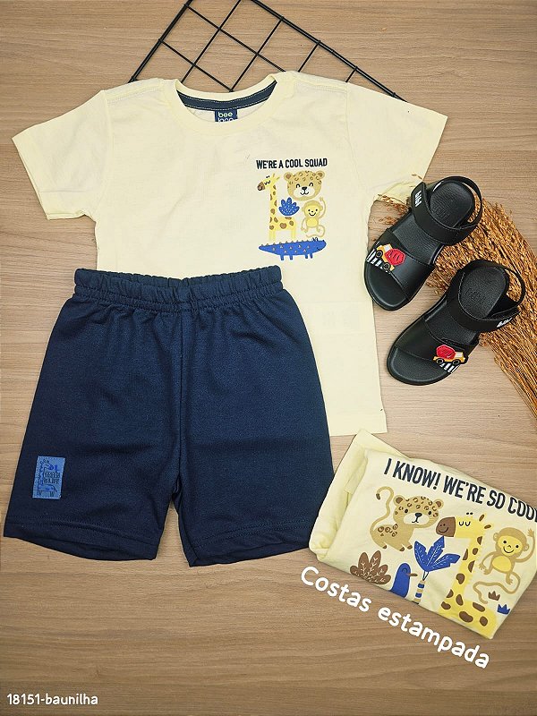 Conjunto Blusa e Bermuda em Moletom Sem Felpa Bee Loop