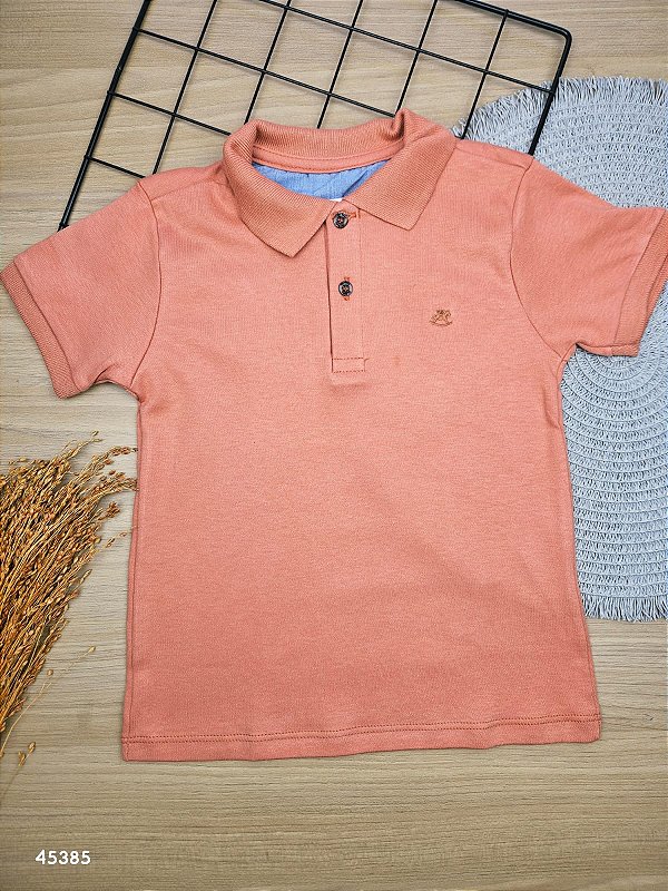 Camisa Polo em Suedine Marrom Up Baby