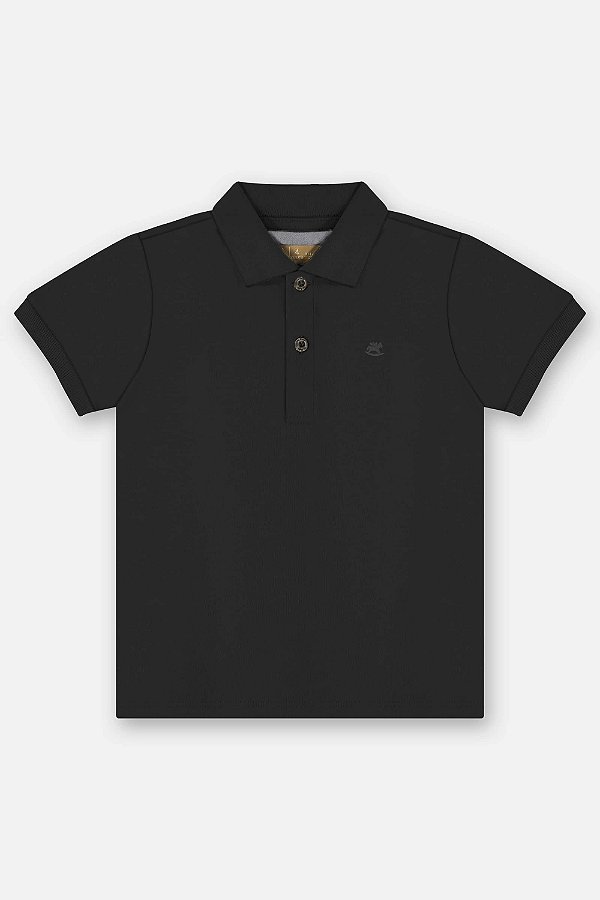CAMISA POLO MANGA CURTA EM SUEDINE PRETO PATI NICKI UP BABY