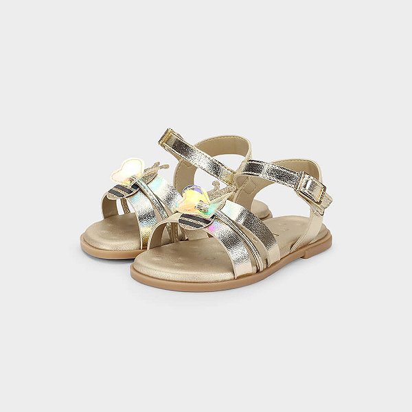 Sandália Infantil Bibi Shine Mini Dourada de Abelha