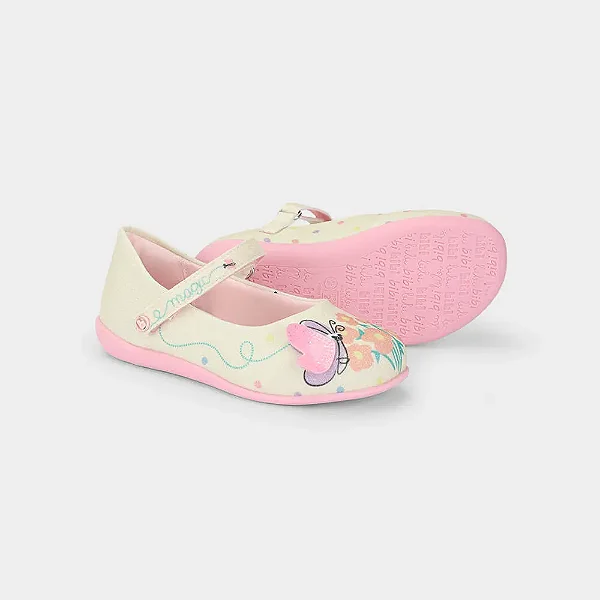 Sapatilha Infantil Bibi Candy Mini Bege de Flores