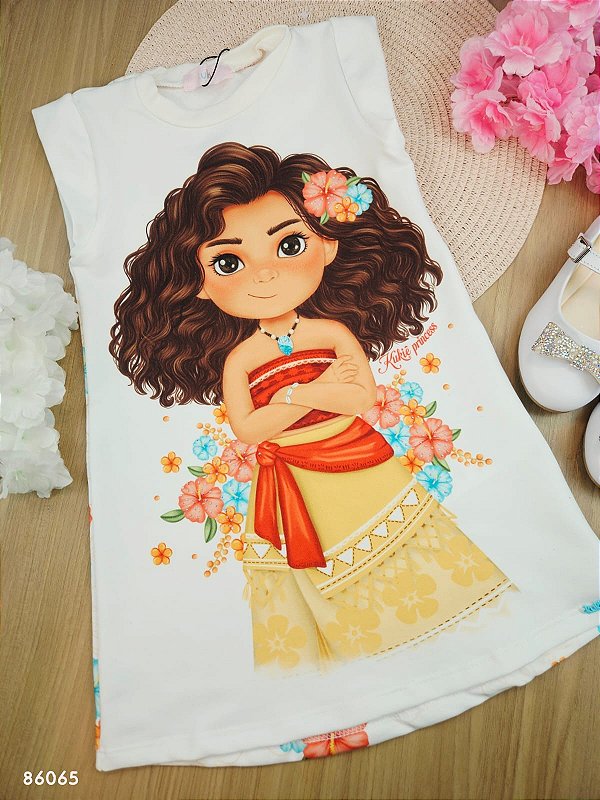 Vestido em Molecotton Moana Kukiê Infantil Menina