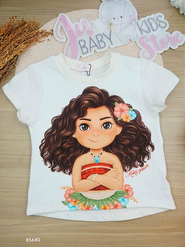Blusa em Meia Malha Princesa Moana Kukiê Infantil Menina
