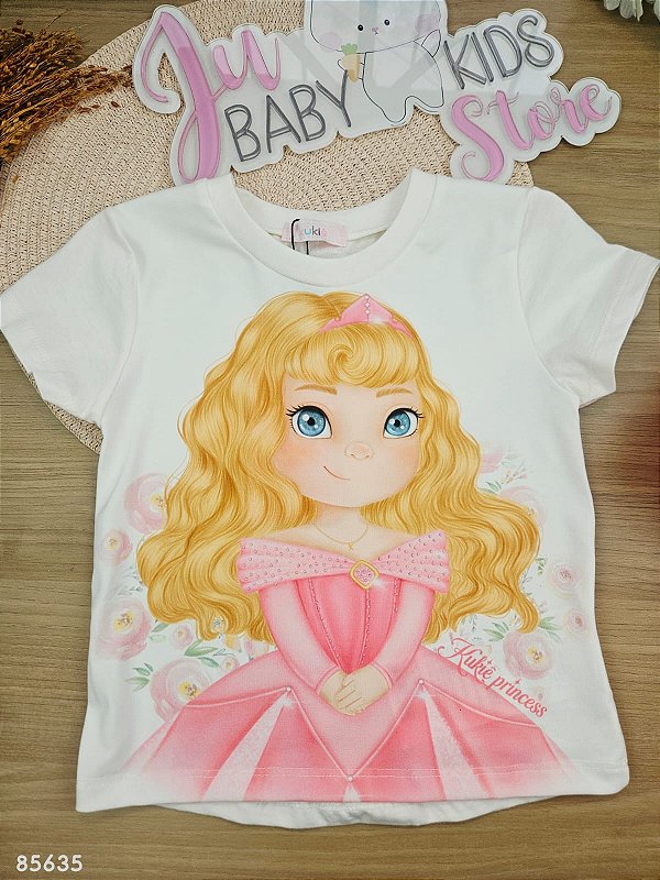 Blusa em Meia Malha Princesa Aurora Kukiê Infantil Menina