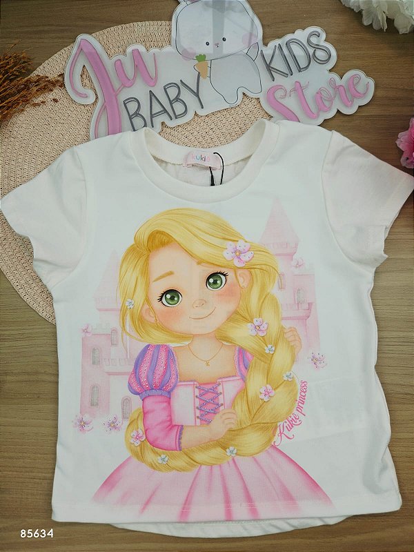 Blusa em Meia Malha Princesa Rapunzel Kukiê Infantil Menina