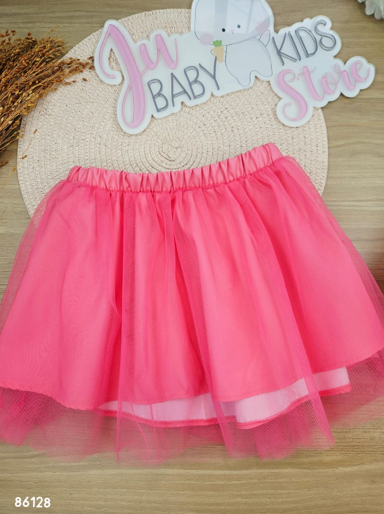 Saia em Tule Rosa Kukiê Infantil Menina