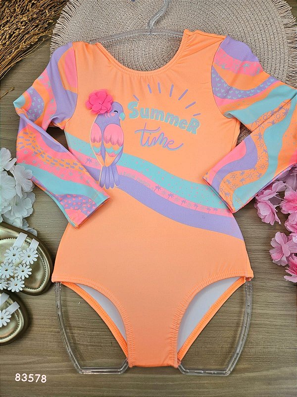 Maiô em Malha com Proteção UV 50+ Kukiê Infantil Menina