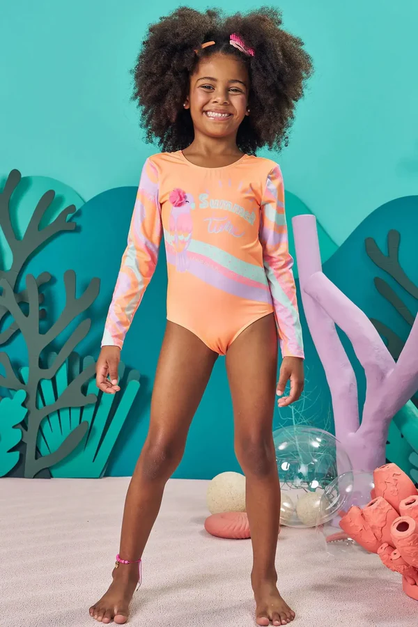 Maiô em Malha com Proteção UV 50+ Kukiê Infantil Menina