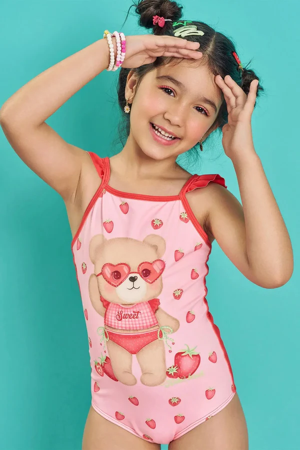 Maiô em Malha com Proteção UV50+ Kukiê Infantil Menina