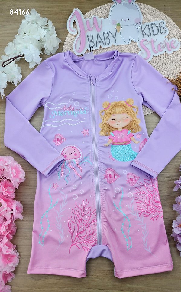 Macacão em Malha com Proteção UV50+ Kukiê Bebê Menina