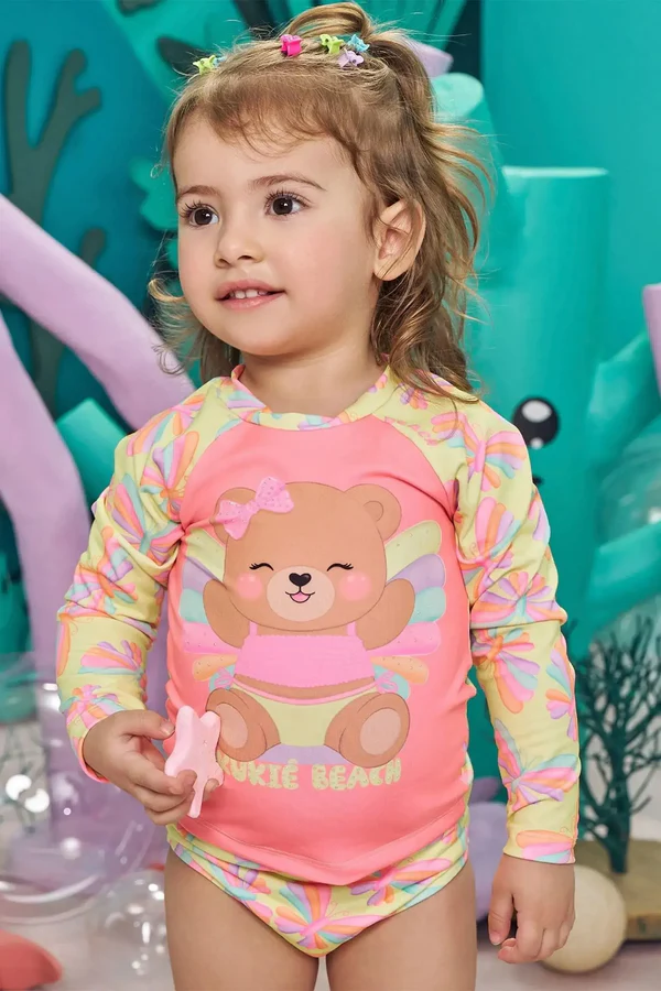 Conjunto de Blusa e Calcinha em Malha com Proteção UV50+ Kukiê Bebê Menina