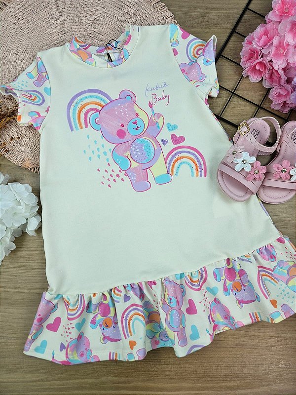 Vestido em Molecotton Kukiê Bebê Menina