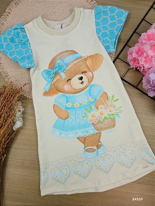 Vestido em Molecotton Kukiê Infantil Menina