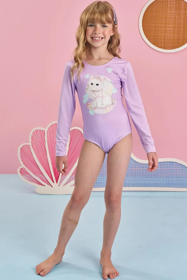 Maiô em Malha Uv Dy com Proteção Uv 50+ Infanti Infantil Menina