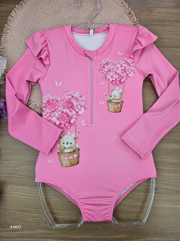 Maiô em Malha UV Dry com Proteção UV 50+ Infanti Bebê Menina