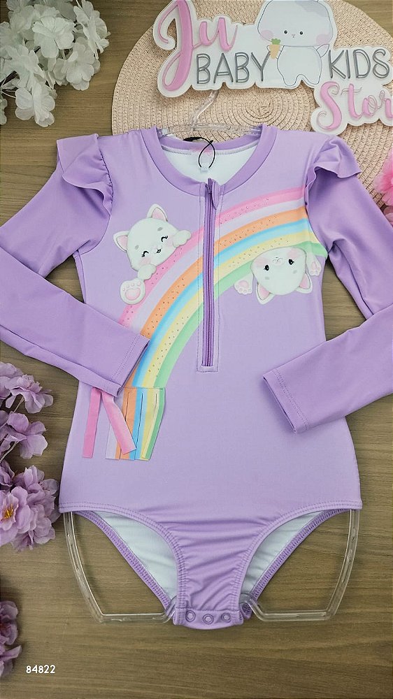 Maiô em Malha UV Dry com Proteção UV 50+ Infanti Bebê Menina